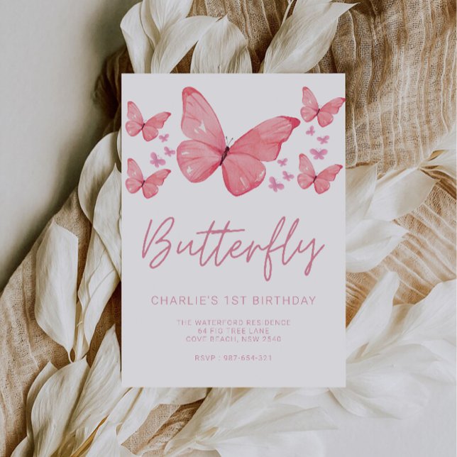 Butterfly Kids Twin 1st Birthday Invitation (Butterfly Kids Twin 1st Birthday Invitation)