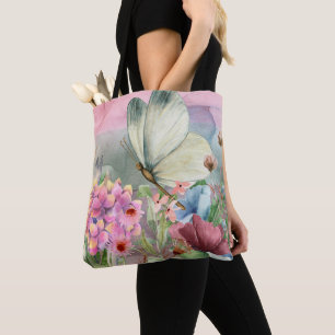 Butterfly Kisses Among Blooms Tote Bag