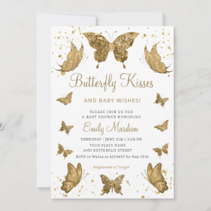 Butterfly kisses and baby wishes girl baby shower  invitation