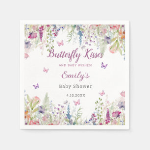 Butterfly Kisses and Baby Wishes Girl Baby Shower Napkin