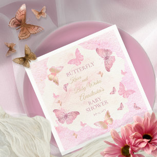 Butterfly Kisses and Baby Wishes Girl Baby Shower Napkin