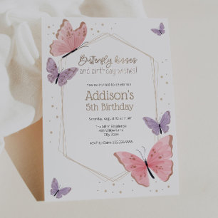 Butterfly Kisses and Birthday Wishes Birthday  Inv Invitation