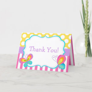 Butterfly Kisses and Birthday Wishes Party Thank You Card