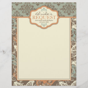 Butterfly Kisses Antique Letter Head 2 Personalized Letterhead