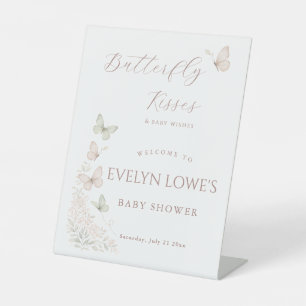Butterfly Kisses Baby Girl Shower Pedestal Sign
