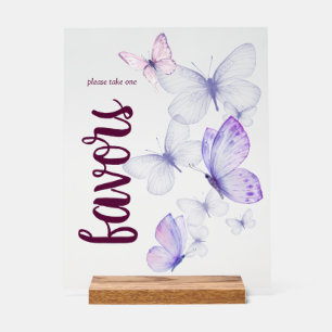 Butterfly Kisses Baby Shower    Favours Purple Acrylic Sign