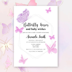 Butterfly kisses baby shower invitation