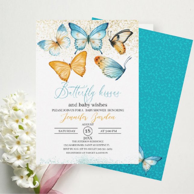 Butterfly kisses baby shower Invitation (Creator Uploaded)