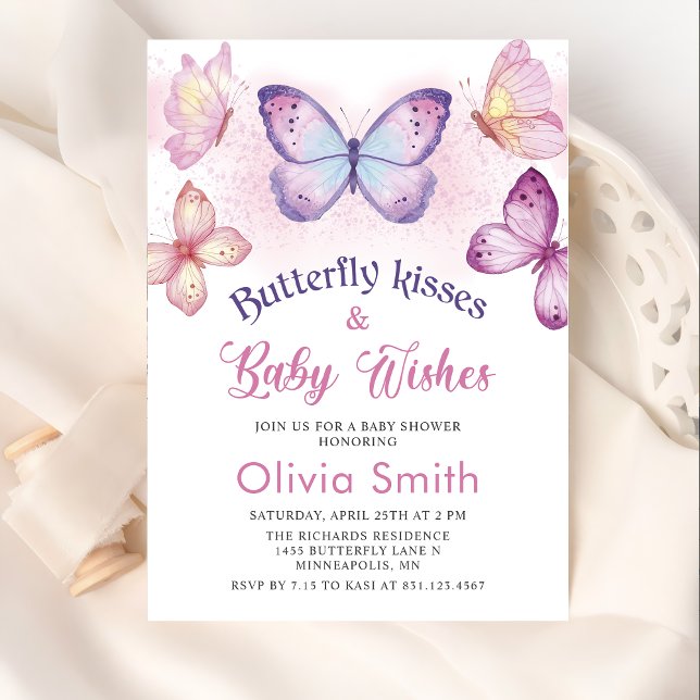 Butterfly Kisses Baby Shower Invitation (Creator Uploaded)