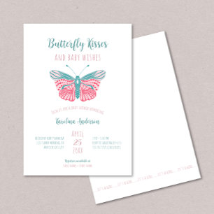 Butterfly Kisses + Baby Wishes girl baby shower Invitation