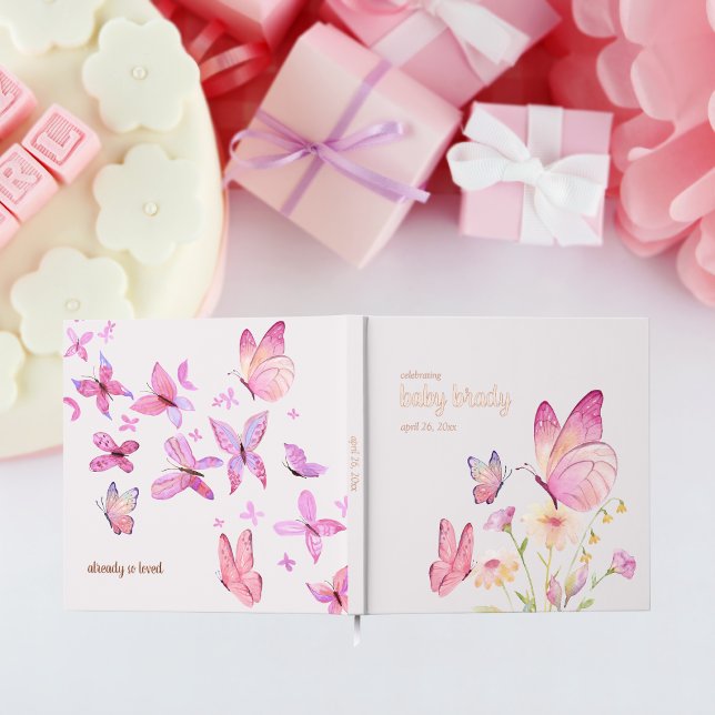 Butterfly Kisses + Baby Wishes | Pink Butterfly Guest Book (Creator Uploaded)