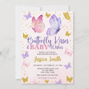 BUTTERFLY KISSES & BABY WISHES WATERCOLOR INVITATION
