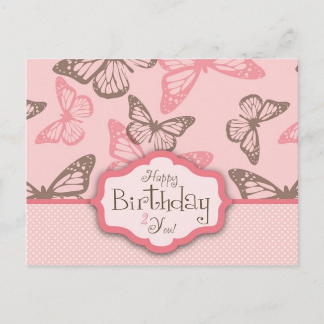 Butterfly Kisses Birthday Postcard II (Front)