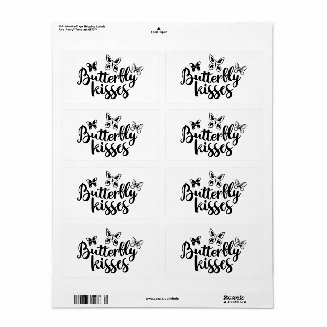 Butterfly Kisses Butterflies Black White Wedding (Full Sheet)