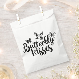 Butterfly Kisses Butterflies Black White Wedding Favour Bag