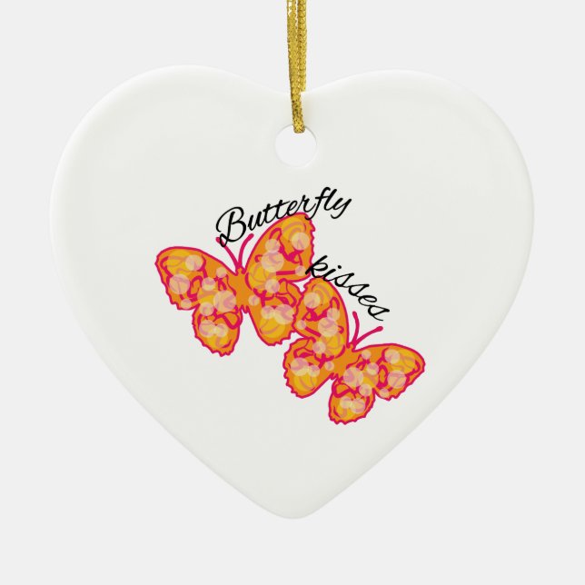 Butterfly Kisses Ceramic Ornament (Front)