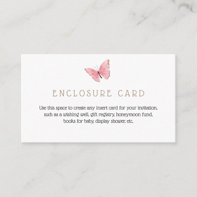 Butterfly Kisses Custom Text Enclosure Card (Front)