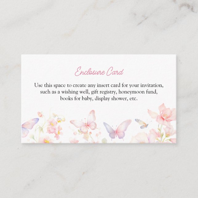 Butterfly Kisses Custom Text Enclosure Card (Front)