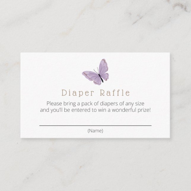 Butterfly Kisses Diaper Raffle Enclosure Card (Front)