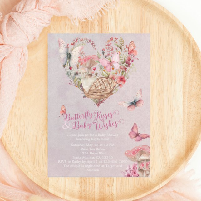 Butterfly Kisses Enchanted Forest Baby Shower Invitation (Creator Uploaded)