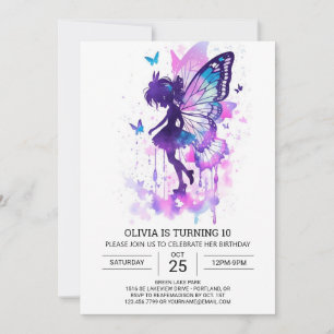 Butterfly Kisses Fairy Tale Birthday Invitation