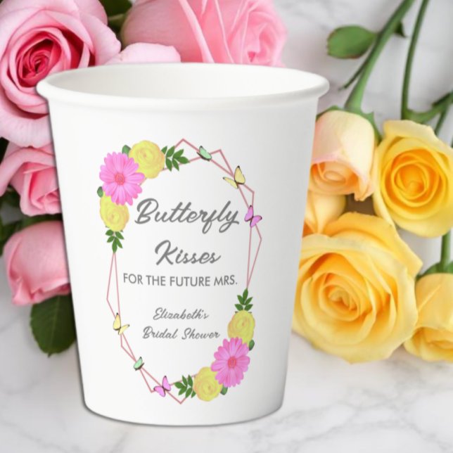 Butterfly Kisses For The Future Mrs. Bridal Shower Paper Cups (Creator Uploaded)