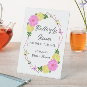 Butterfly Kisses For The Future Mrs. Bridal Shower Pedestal Sign