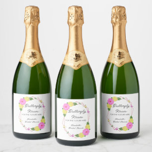 Butterfly Kisses For The Future Mrs. Bridal Shower Sparkling Wine Label