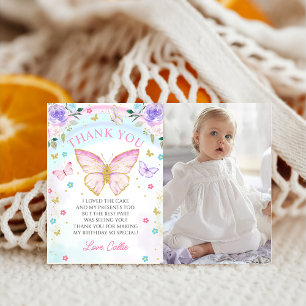 Butterfly kisses Girl Birthday Thank You Card