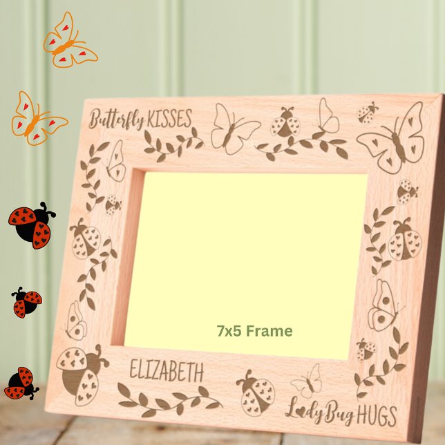 Butterfly Kisses, Ladybug Hugs Personalised 7x5 Etched Frames (Creator Uploaded)