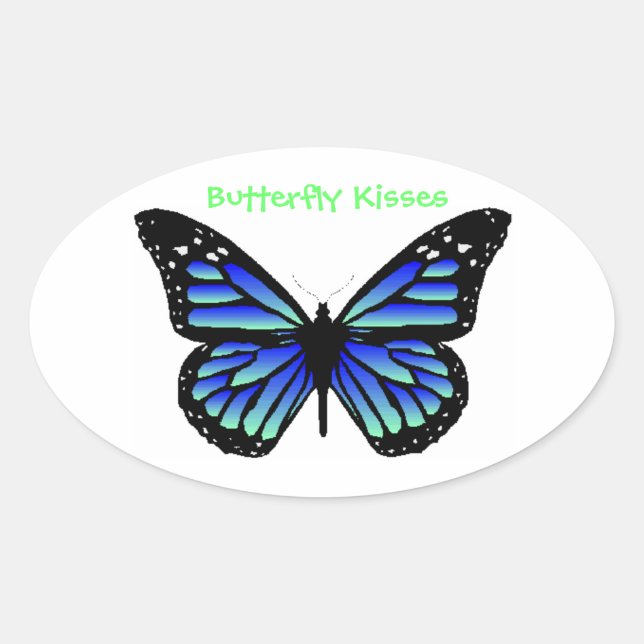 Butterfly Kisses Oval Sticker (Front)