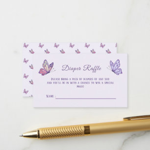 Butterfly Kisses Purple Baby Shower Enclosure Card