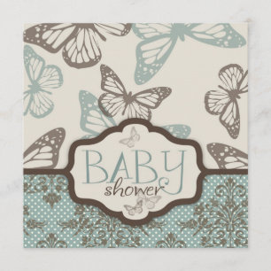 Butterfly Kisses Retro Invitation Square
