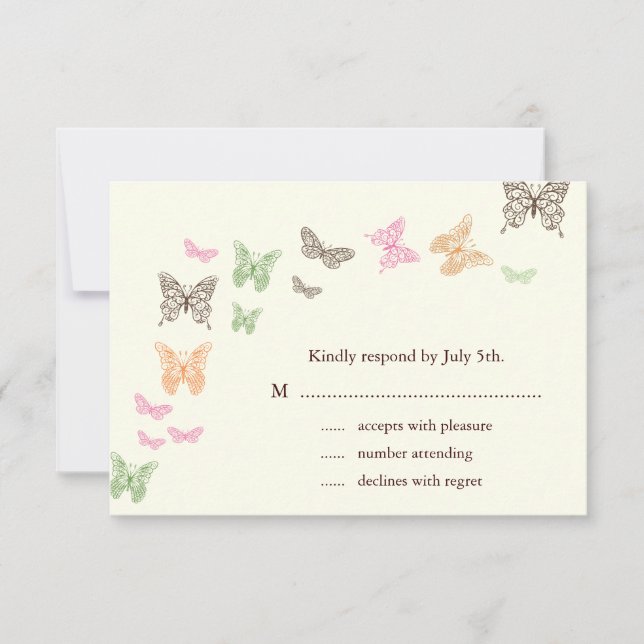 Butterfly Kisses RSVP ivory Card (Front)