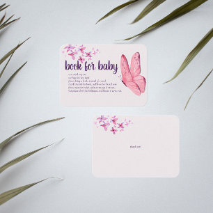 Butterfly Kisses Shower Book For Baby Pink Enclosure Card