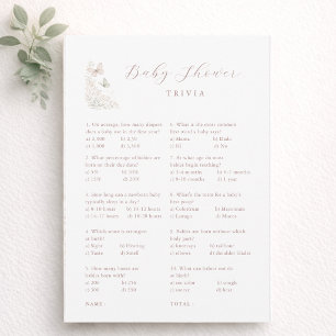 Butterfly Kisses Shower Games Baby Trivia Card