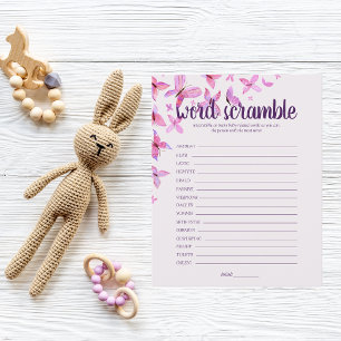 Butterfly Kisses Shower Word Scramble Game Pink