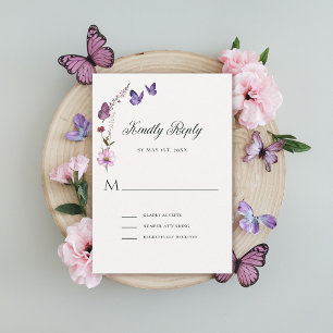 Butterfly Kisses Wild Purple Baby Girl Shower RSVP