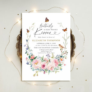 Butterfly Kisses Wildflowers Garden Baby Shower Invitation