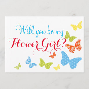 Butterfly Kisses Will You Be Flower Girl Invitation