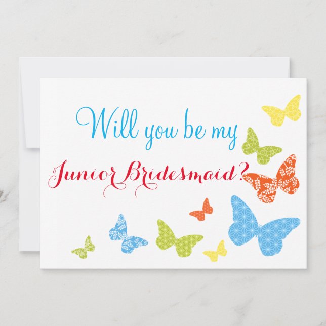 Butterfly Kisses Will You Be Junior Bridesmaid Invitation (Front)