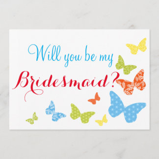 Butterfly Kisses Will You Be My Bridesmaid Invitation