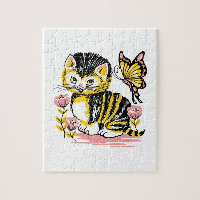 Butterfly & Kitten Jigsaw Puzzle (Vertical)