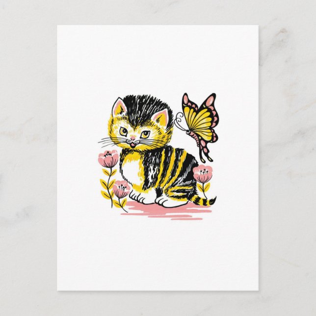 Butterfly & Kitten Postcard (Front)