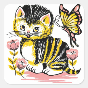 Butterfly & Kitten Square Sticker