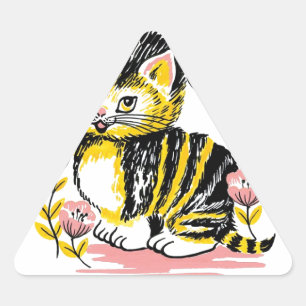 Butterfly & Kitten Triangle Sticker