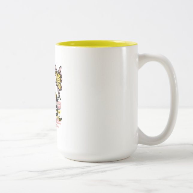 Butterfly & Kitten Two-Tone Coffee Mug (Right)