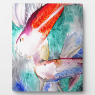 Butterfly Koi watercolour Japanese Fish Art Plaque