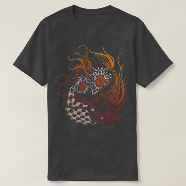 Butterfly Koi Yin Yang Art on A Koi Pond  T-Shirt (Design Front)