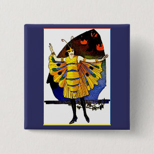 Butterfly Lady 15 Cm Square Badge